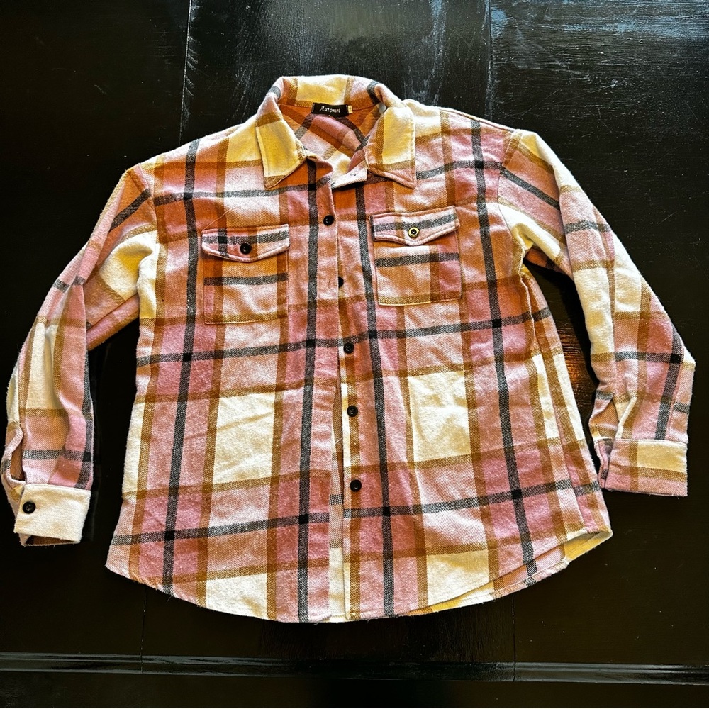 Automet Small Flannel Shirt Jacket Shacket lightweight Spring Fall Jacket